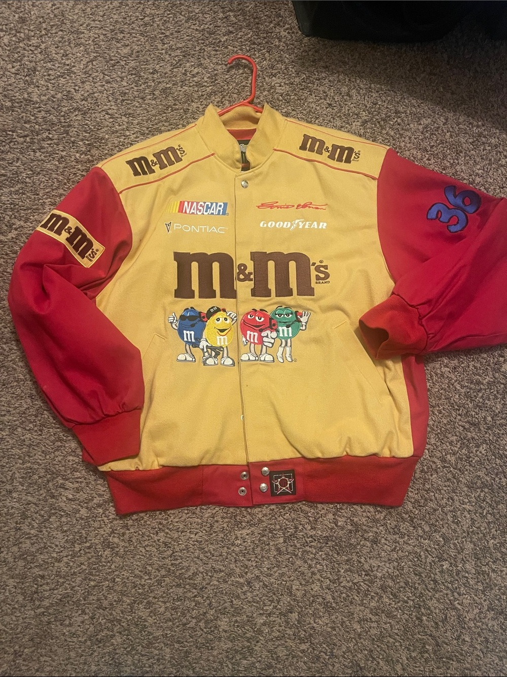 Vintage JH Design M&M'S Yellow Body Red Sleeve Racing Jacket